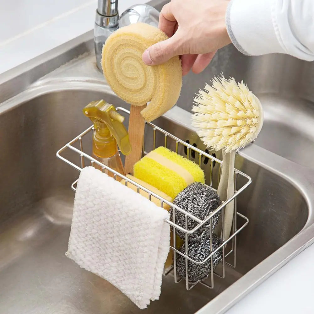 Stainless Steel Sink Drain Rack and Sponge Holder